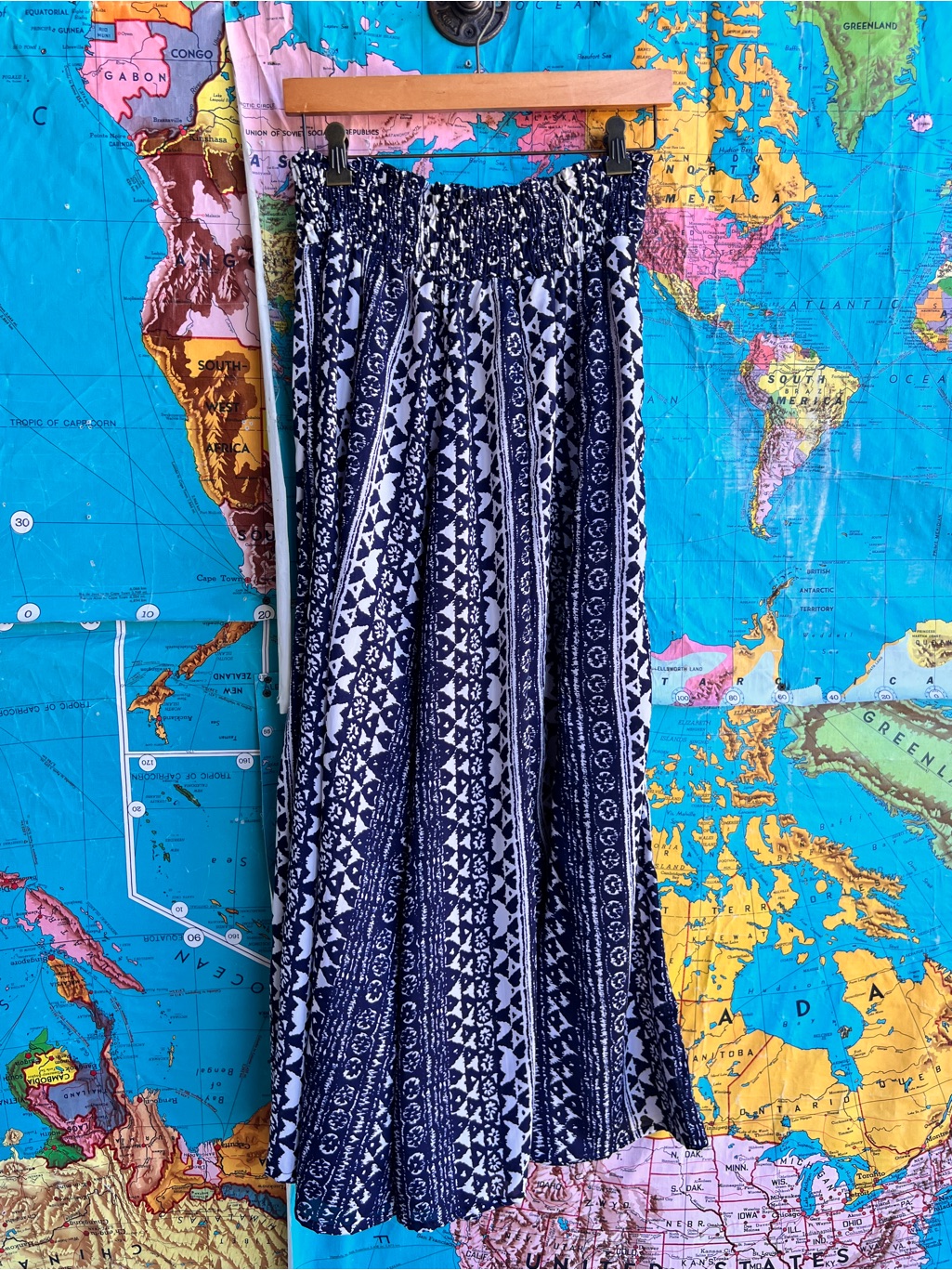 Earthbound Navy And White Wide Leg Pants
